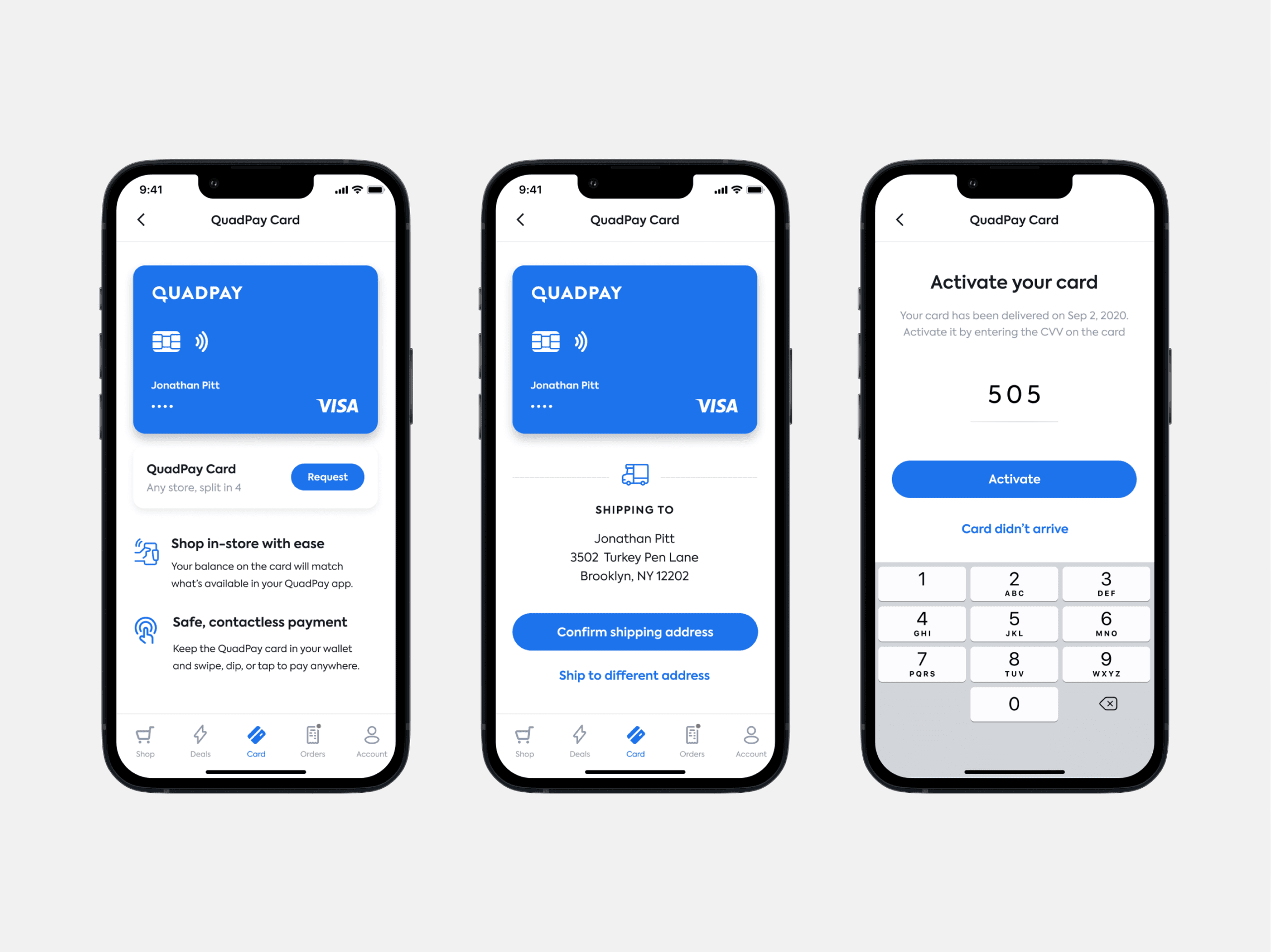 QuadPay physical card design